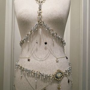 Elegant Silver and Gold Body Chain Jewelry